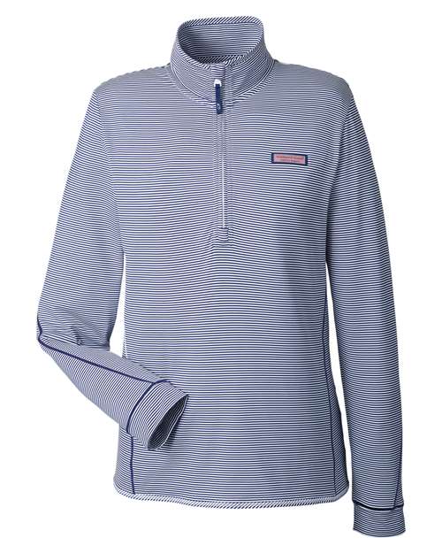 vineyard vines Women's Microstripe Sankaty Half-Zip Pullover